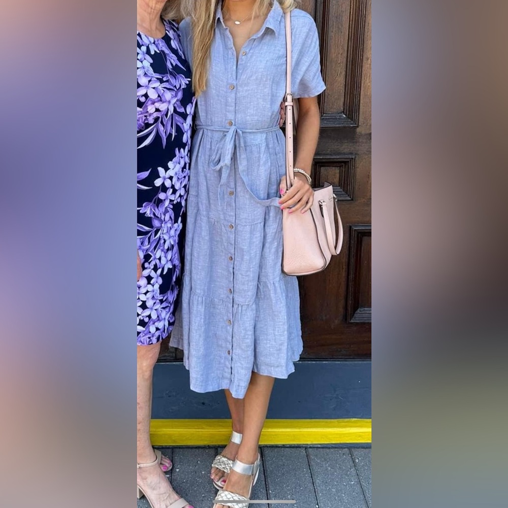 Blue denim dress midi